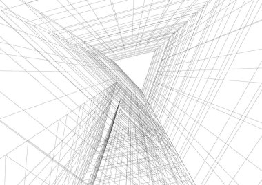 Mimari sanat konseptinde soyut çizgiler, minimum geometrik şekiller. 