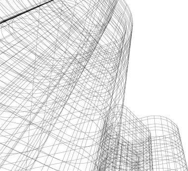 Arkaplanda mimari bina 3d illüstrasyon