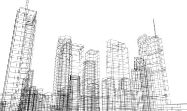 Mimari sanat konseptinde soyut çizgiler, minimum geometrik şekiller.