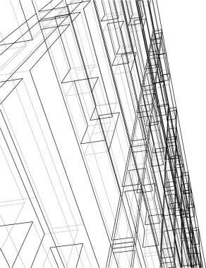 Mimari sanat konseptinde soyut çizgiler, minimum geometrik şekiller. 