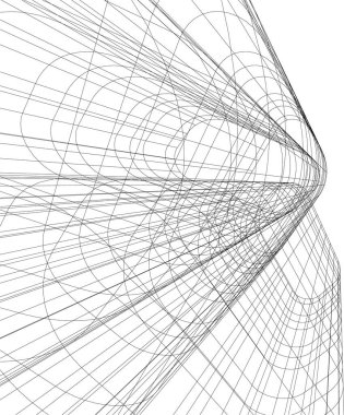 Mimari sanat konseptinde soyut çizgiler, minimum geometrik şekiller. 