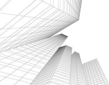 Mimari sanat konseptinde soyut çizgiler, minimum geometrik şekiller. 