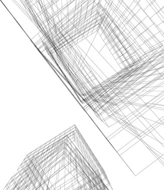 Arkaplanda mimari bina 3d illüstrasyon