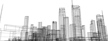 Mimari sanat konseptinde soyut çizgiler, minimum geometrik şekiller.