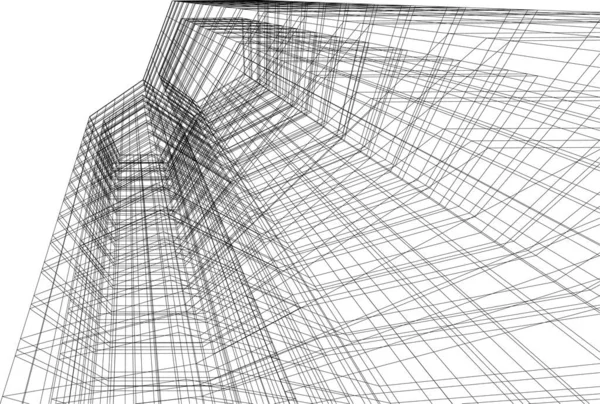 Abstracte Tekenlijnen Architectonisch Kunstconcept Minimale Geometrische Vormen — Stockvector