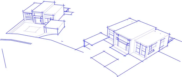 Abstrakcyjne Linie Rysunku Koncepcji Sztuki Architektonicznej Minimalne Kształty Geometryczne — Wektor stockowy