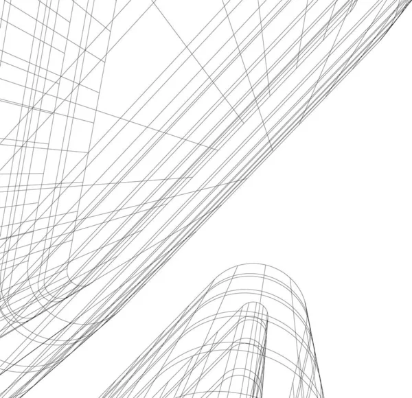 Líneas Abstractas Dibujo Concepto Arte Arquitectónico Formas Geométricas Mínimas — Archivo Imágenes Vectoriales