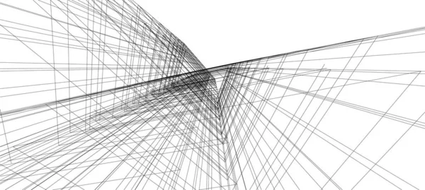 Abstrakta Teckningslinjer Arkitektonisk Konst Koncept Minimala Geometriska Former — Stock vektor