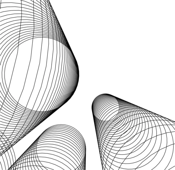 建筑艺术概念中的抽象绘图线 最小几何形状 — 图库矢量图片