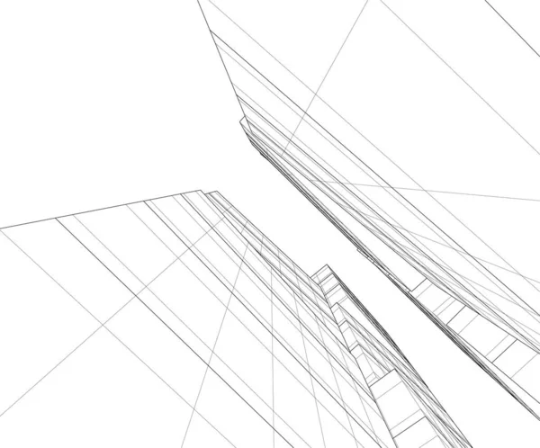 Lignes Dessin Abstraites Dans Concept Art Architectural Formes Géométriques Minimales — Image vectorielle