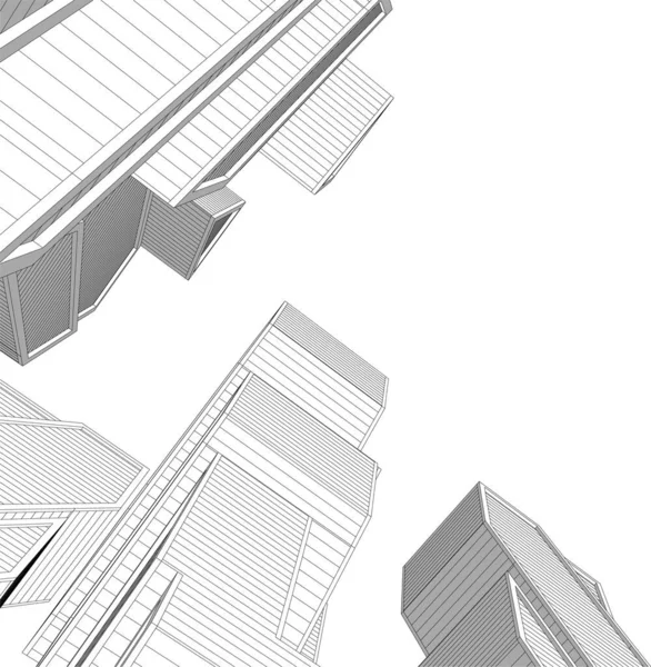 Abstrakte Zeichnungslinien Architektonischen Kunstkonzept Minimale Geometrische Formen — Stockvektor