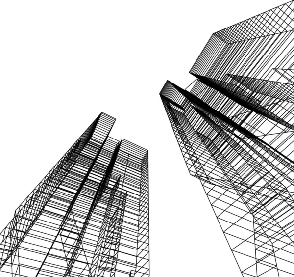 Linhas Abstratas Desenho Conceito Arte Arquitetônica Formas Geométricas Mínimas —  Vetores de Stock