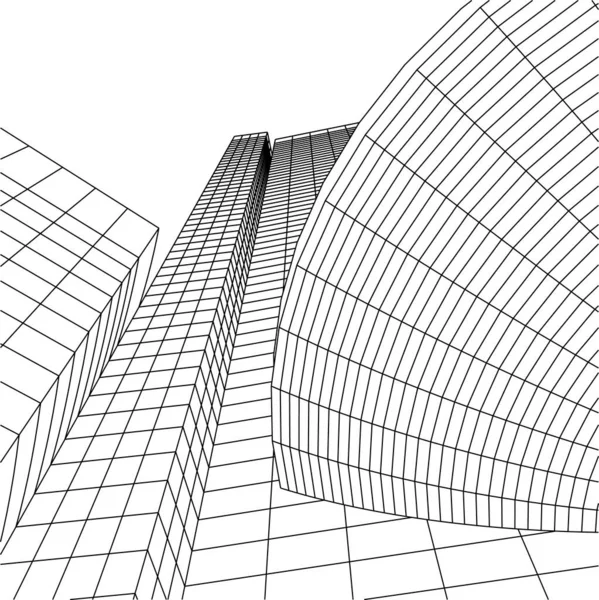 Abstrakte Zeichnungslinien Architektonischen Kunstkonzept Minimale Geometrische Formen — Stockvektor