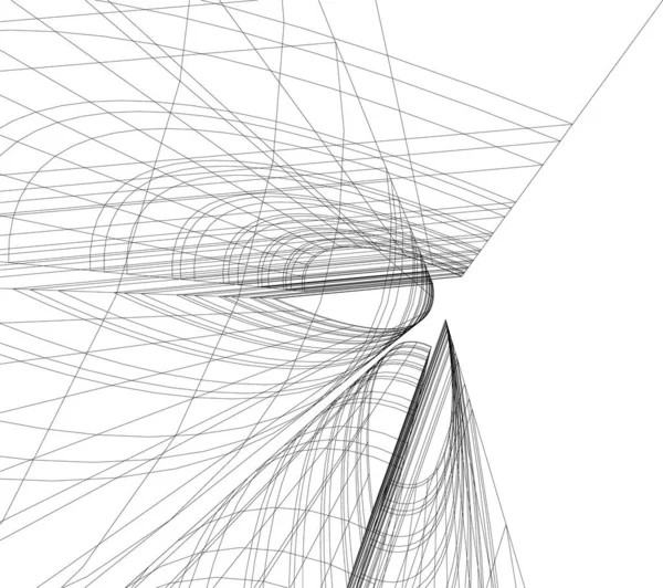 Líneas Abstractas Dibujo Concepto Arte Arquitectónico Formas Geométricas Mínimas — Vector de stock