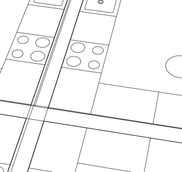建筑艺术概念中的抽象绘图线 最小几何形状 — 图库矢量图片