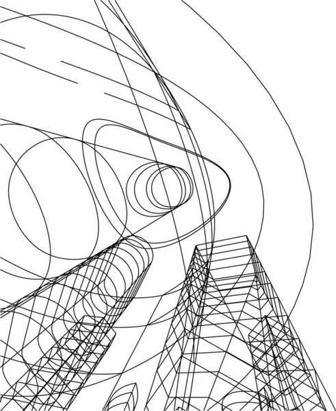 Lignes Dessin Abstraites Dans Concept Art Architectural Formes Géométriques Minimales — Image vectorielle