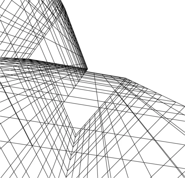 Líneas Abstractas Dibujo Concepto Arte Arquitectónico Formas Geométricas Mínimas — Archivo Imágenes Vectoriales