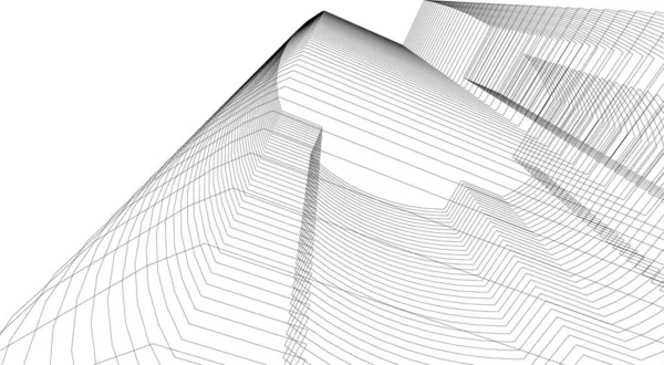 Abstracte Tekenlijnen Architectonisch Kunstconcept Minimale Geometrische Vormen — Stockvector