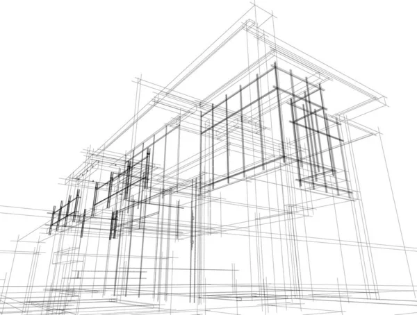 Linee Disegno Astratte Nel Concetto Arte Architettonica Forme Geometriche Minime — Vettoriale Stock