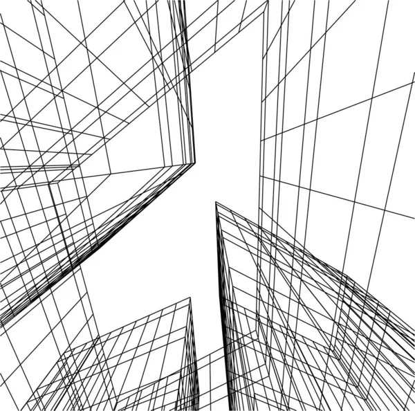 Líneas Abstractas Dibujo Concepto Arte Arquitectónico Formas Geométricas Mínimas — Archivo Imágenes Vectoriales