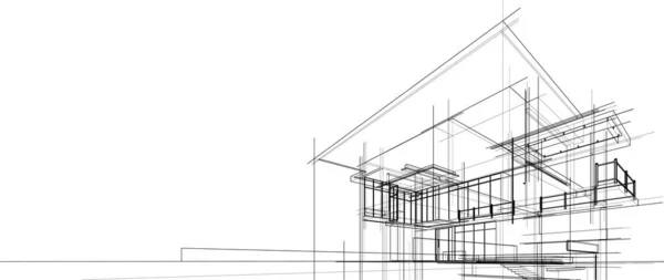 Arkaplanda mimari bina 3d illüstrasyon