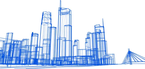 Abstrakte Zeichnungslinien Architektonischen Kunstkonzept Minimale Geometrische Formen — Stockvektor