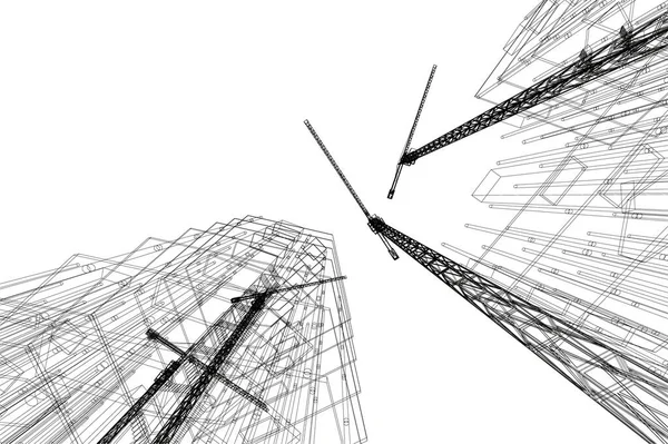 Linhas Abstratas Desenho Conceito Arte Arquitetônica Formas Geométricas Mínimas — Vetor de Stock