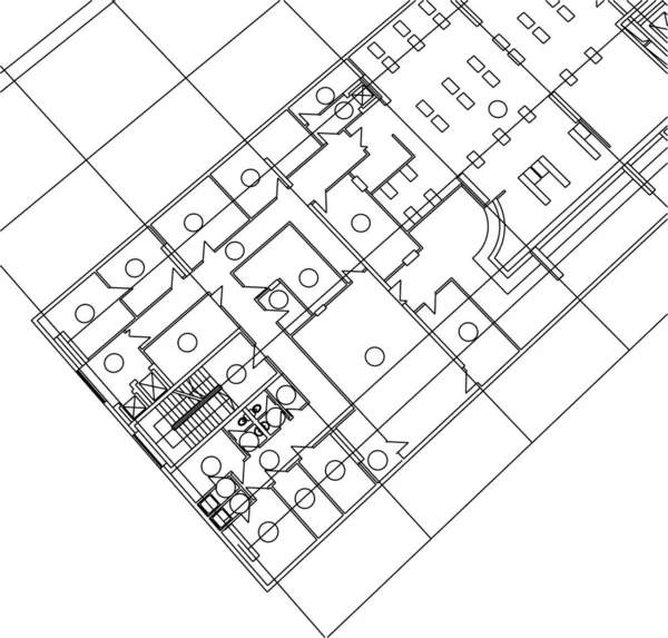 Linee Disegno Astratte Nel Concetto Arte Architettonica Forme Geometriche Minime — Vettoriale Stock