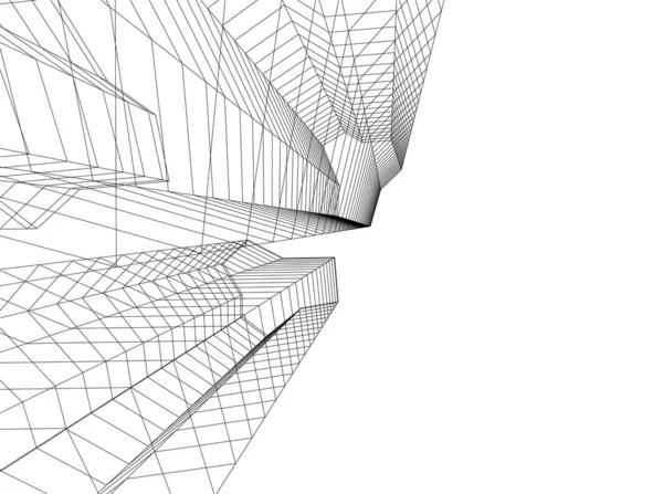 Abstracte Tekenlijnen Architectonisch Kunstconcept Minimale Geometrische Vormen — Stockvector