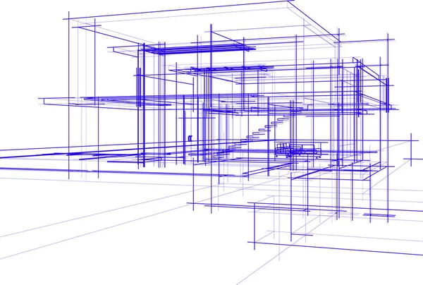 Lignes Dessin Abstraites Dans Concept Art Architectural Formes Géométriques Minimales — Image vectorielle