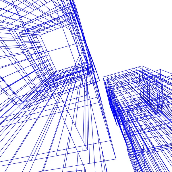 建筑艺术概念中的抽象绘图线 最小几何形状 — 图库矢量图片