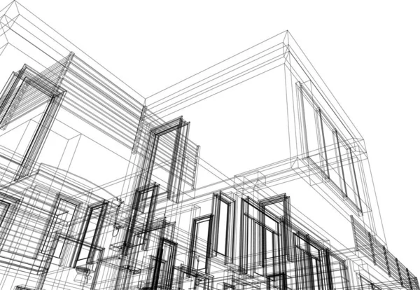 Abstraktní Kreslicí Čáry Architektonickém Pojetí Minimální Geometrické Tvary — Stockový vektor