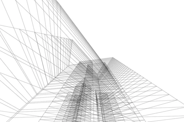 Lignes Dessin Abstraites Dans Concept Art Architectural Formes Géométriques Minimales — Image vectorielle