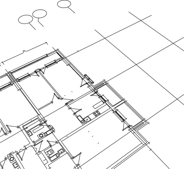 Abstrakcyjne Linie Rysunku Koncepcji Sztuki Architektonicznej Minimalne Kształty Geometryczne — Wektor stockowy