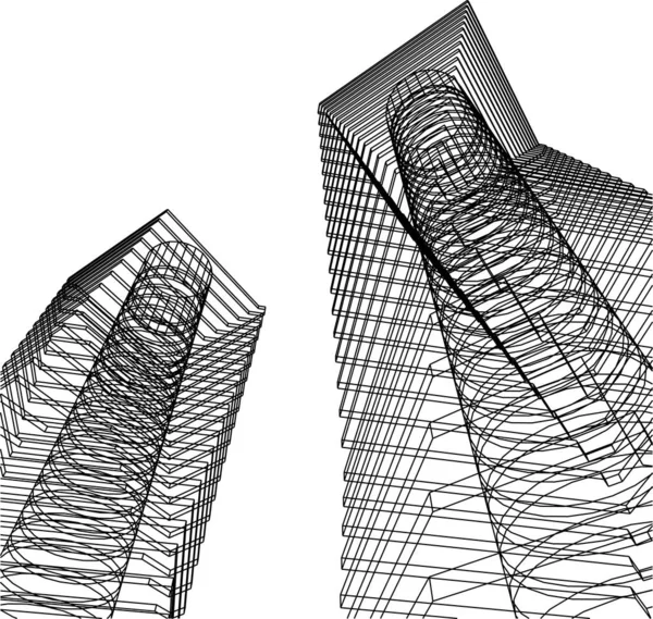 Abstrakte Zeichnungslinien Architektonischen Kunstkonzept Minimale Geometrische Formen — Stockvektor