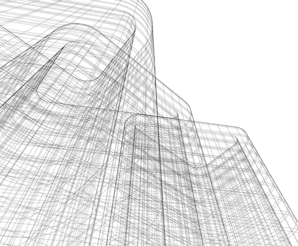 Abstrakte Zeichnungslinien Architektonischen Kunstkonzept Minimale Geometrische Formen — Stockvektor