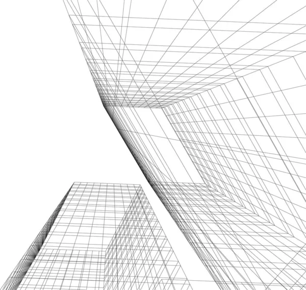 Abstracte Tekenlijnen Architectonisch Kunstconcept Minimale Geometrische Vormen — Stockvector