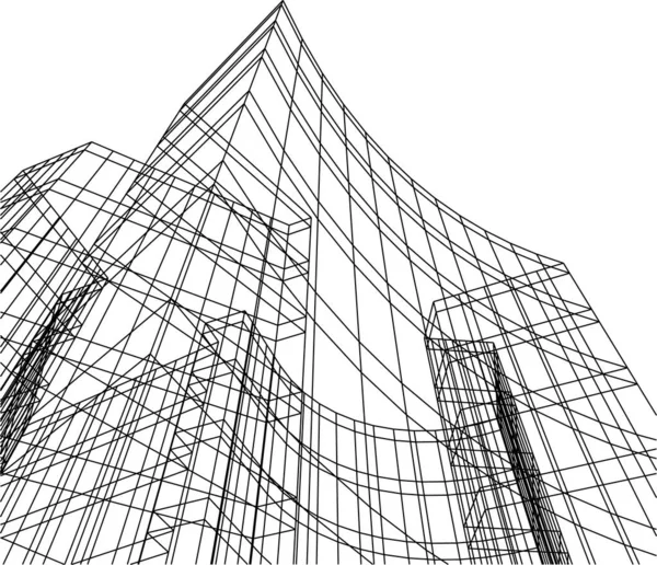 Abstracte Tekenlijnen Architectonisch Kunstconcept Minimale Geometrische Vormen — Stockvector