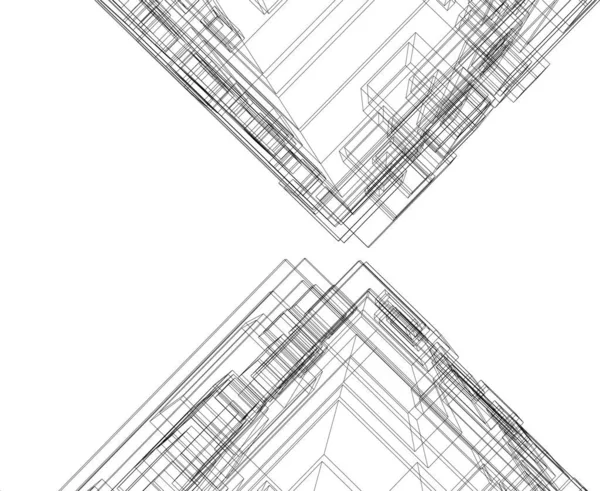 Linee Disegno Astratte Nel Concetto Arte Architettonica Forme Geometriche Minime — Vettoriale Stock