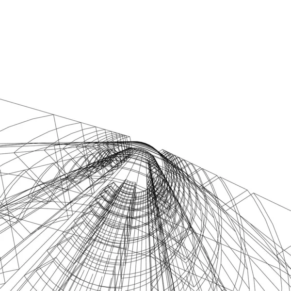 Abstracte Tekenlijnen Architectonisch Kunstconcept Minimale Geometrische Vormen — Stockvector