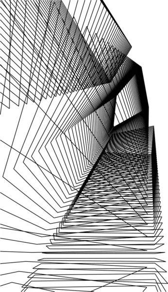 Líneas Abstractas Dibujo Concepto Arte Arquitectónico Formas Geométricas Mínimas — Vector de stock