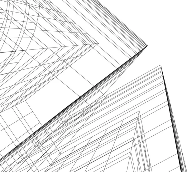 Líneas Abstractas Dibujo Concepto Arte Arquitectónico Formas Geométricas Mínimas — Archivo Imágenes Vectoriales