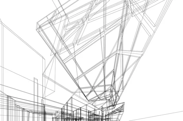 Abstracte Tekenlijnen Architectonisch Kunstconcept Minimale Geometrische Vormen — Stockvector