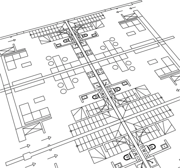 Abstracte Tekenlijnen Architectonisch Kunstconcept Minimale Geometrische Vormen — Stockvector