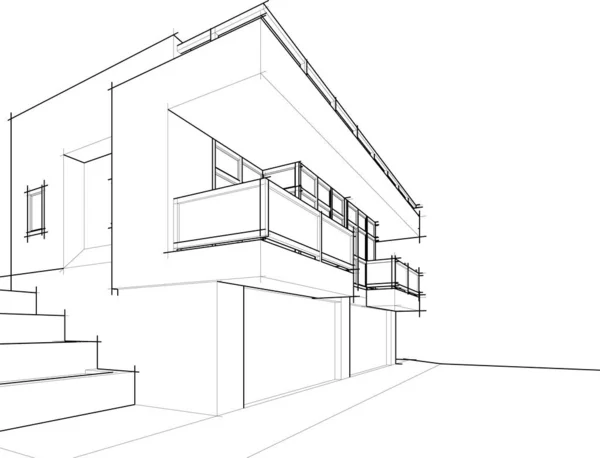 Abstrakta Teckningslinjer Arkitektonisk Konst Koncept Minimala Geometriska Former — Stock vektor