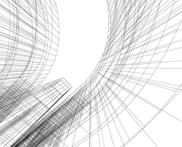 Linhas Abstratas Desenho Conceito Arte Arquitetônica Formas Geométricas Mínimas — Vetor de Stock