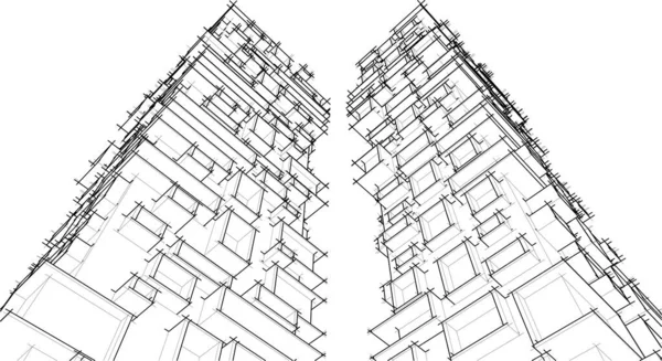 Abstrakcyjne Linie Rysunku Koncepcji Sztuki Architektonicznej Minimalne Kształty Geometryczne — Wektor stockowy