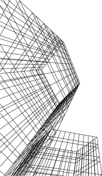 Abstrakta Teckningslinjer Arkitektonisk Konst Koncept Minimala Geometriska Former — Stock vektor