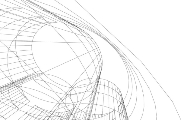 Abstrakte Zeichnungslinien Architektonischen Kunstkonzept Minimale Geometrische Formen — Stockvektor