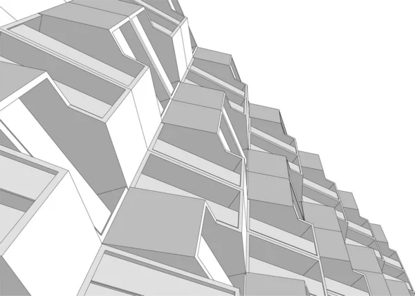 Linhas Abstratas Desenho Conceito Arte Arquitetônica Formas Geométricas Mínimas —  Vetores de Stock